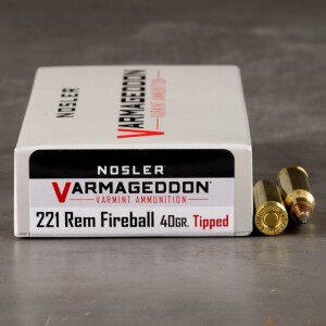 20rds - 221 Fireball Nosler Varmageddon 40gr. FB Tipped Ammo