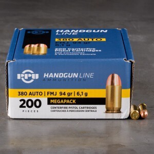 200rds – 380 Auto Prvi Partizan 94gr. FMJ Ammo