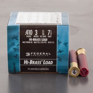 25rds – 410 Bore Federal Game Load Hi-Brass 3" 11/16oz. #7-1/2 Shot Ammo