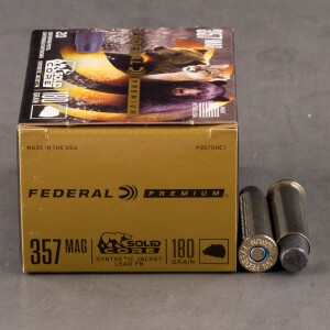 20rds – 357 Mag Federal Solid Core 180gr. Hard Cast Ammo