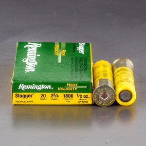 250rds – 20 Gauge Remington Slugger High Velocity 2-3/4" 1/2oz. Rifled Slug Ammo