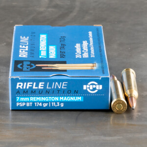 20rds - 7mm Rem Mag Prvi Partizan 174gr. Pointed Soft Point Ammo