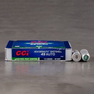 10rds – 45 ACP CCI Pest Control Shotshell 115gr. #8 Bismuth Shot Ammo