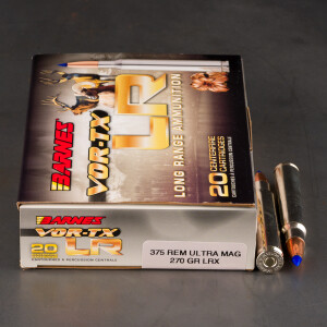 20rds – 375 RUM Barnes VOR-TX LR 270gr. LRX Ammo