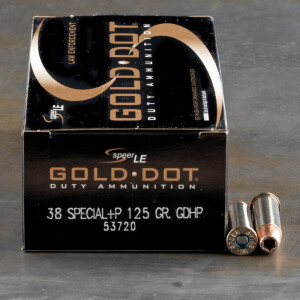 50rds – 38 Special +P Speer LE Gold Dot 125gr. JHP Ammo