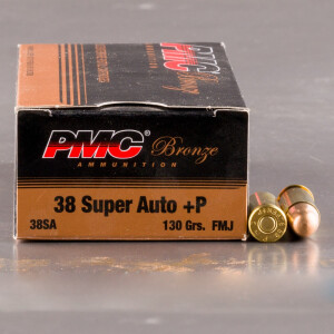 50rds - 38 Super Auto PMC Bronze 130gr. +P FMJ Ammo