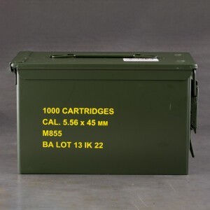 1000rds – 5.56x45 Igman 62gr. FMJ M855 Ammo in Ammo Can