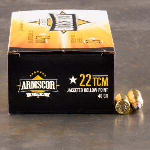 1000rds – 22 TCM Armscor USA 40gr. JHP Ammo