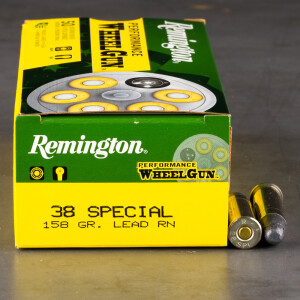 50rds – 38 Special Remington Performance WheelGun 158gr. LRN Ammo
