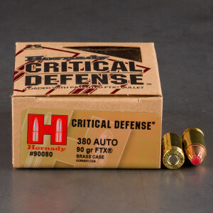 25rds - .380 Auto Hornady Critical Defense 90gr. FTX Hollow Point Ammo