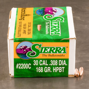Sierra 308 Win Bullets (.308) 168 Grain HPBT MatchKing- 500