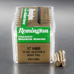 50rds - 17 HMR Remington Premier 17gr. AccuTip V-Max Boat Tail Ammo