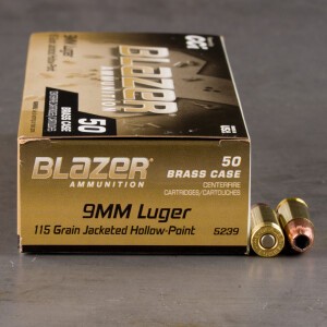 500rds – 9mm Blazer Brass 115gr. JHP Ammo