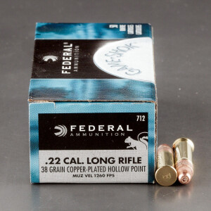 500rds - 22LR Federal 38gr. Copper Plated Hi-Velocity HP Ammo