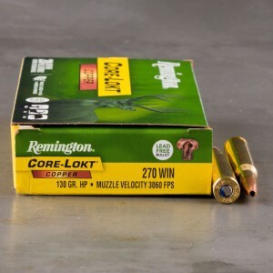 20rds – 270 Win Remington Core-Lokt Copper 130gr. SCHP Ammo