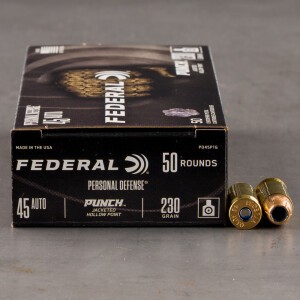50rds – 45 ACP Federal Punch 230gr. JHP Ammo