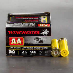 25rds – 20 Gauge Winchester AA Low Recoil 2-3/4" 7/8 oz. #8 Shot Ammo