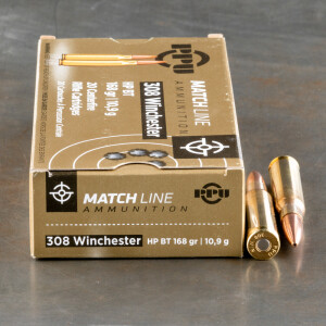 20rds - .308 Prvi Partizan 168gr. BTHP Match Ammo