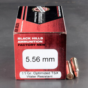 50rds - 5.56 Nato Black Hills Barnes TSX 50gr. Hollow Point Ammo