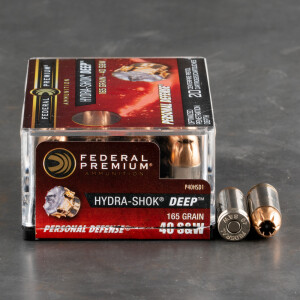 20rds – 40 S&W Federal Hydra-Shok Deep 165gr. JHP Ammo