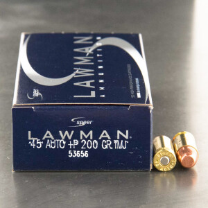 1000rds - 45 ACP +P Speer Lawman 200gr. TMJ Ammo