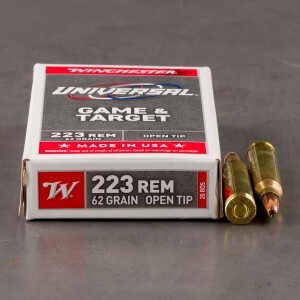 20rds – 223 Rem Winchester Universal Game & Target 62gr. Open Tip Ammo