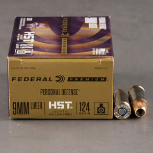 200rds – 9mm Federal Personal Defense 124gr. HST Ammo