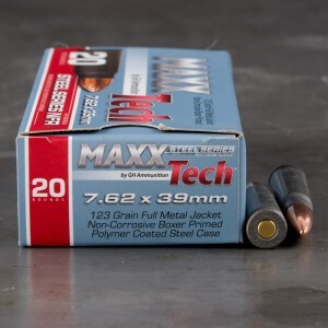 600rds – 7.62x39 MAXXTech Steel Series NFR 123gr. FMJ Ammo