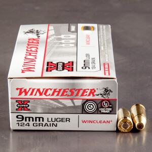 50rds - 9mm Winchester WinClean 124gr. Brass Enclosed Base (BEB) 50rds - 9mm Winchester WinClean 124gr. Brass Enclosed Base (BEB)