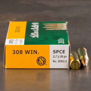 20rds – 308 Sellier & Bellot 180gr. SPCE Ammo