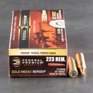 20rds – 223 Rem Federal Gold Medal 73gr. Berger BTHP Ammo