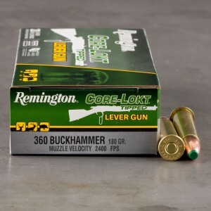 20rds – 360 Buckhammer Remington Core-Lokt Tipped Lever Gun 180gr. Polymer Tip Ammo