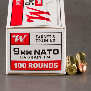 100rds – 9mm NATO Winchester 124gr. FMJ Ammo