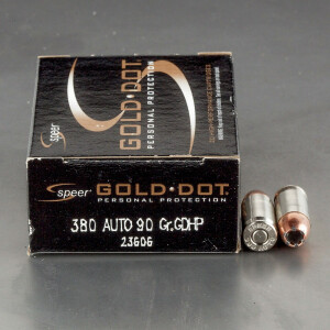 20rds - 380 Auto Speer Gold Dot 90gr. JHP Ammo