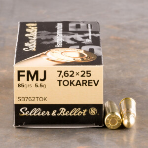 50rds - 7.62x25 Tokarev Sellier & Bellot 85gr. FMJ Ammo