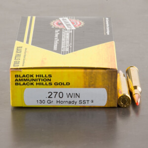 20rds - 270 Win. Black Hills Gold 130gr Hornady SST Ammo