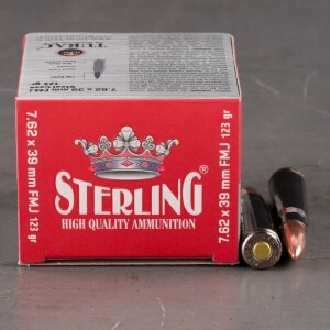 1000rds – 7.62x39 Sterling 123gr. FMJ Ammo