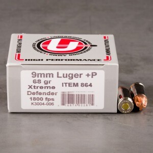 20rds – 9mm +P Underwood 68gr. Xtreme Defender Ammo
