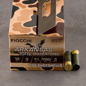 100rds – 12 Gauge Fiocchi Arkansas Steel 3" 1-1/5oz. #3 Steel Shot Ammo