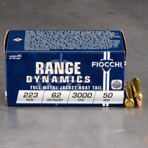50rds – 223 Rem Fiocchi 62gr. FMJBT Ammo