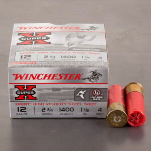 25rds – 12 Gauge Winchester Super-X 2-3/4" 1-1/8oz. #4 Xpert Steel Shot Ammo