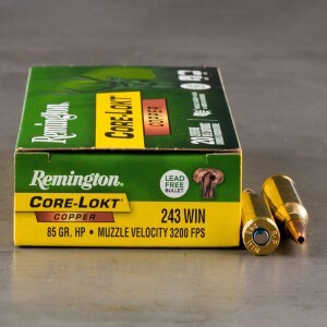 20rds – 243 Win Remington Core-Lokt Copper 85gr. SCHP Ammo