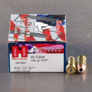 20rds – 40 S&W Hornady American Gunner 180gr. XTP JHP Ammo