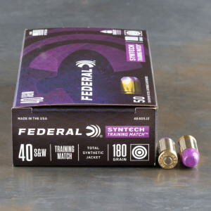 50rds – 40 S&W Federal Syntech Training Match 180gr. Total Synthetic Jacket FN Ammo