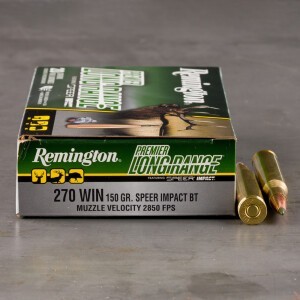 20rds – 270 Win Remington Premier Long Range 150gr. Speer Impact Ammo
