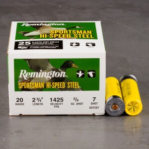 250rds – 20 Gauge Remington Sportsman Hi-Speed Steel 2-3/4" 3/4oz. #7 Shot Ammo