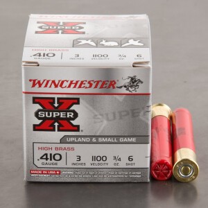 25rds - 410 Gauge Winchester Super-X High Brass 3" Max Dram 3/4oz. #6 Shot Ammo