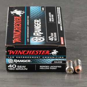 50rds – 40 S&W Winchester Ranger Bonded 180gr. JHP Ammo