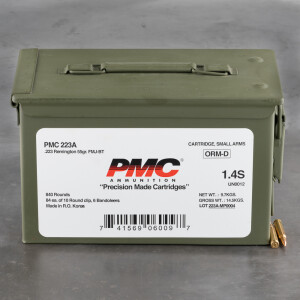 840rds – 223 PMC on Stripper Clips in Steel Can 55gr. FMJ-BT Ammo 