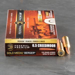 20rds - 6.5mm Creedmoor Federal Gold Medal Berger 130gr. Hybrid OTM Ammo